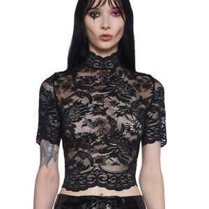 NWOT! Midnight Dolls Kill Lace Back Corset Goth Crop Top sz L